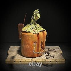 Décoration d'Halloween en art populaire de sculpture sur bois