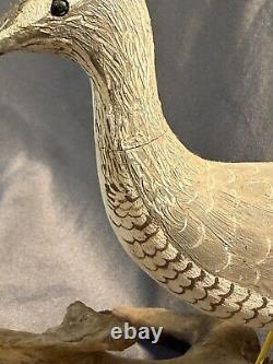 Décoy de rivage nautique en bois sculpté et peint d'art populaire vintage signé Kaler