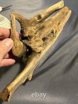 Décoy de rivage nautique en bois sculpté et peint d'art populaire vintage signé Kaler