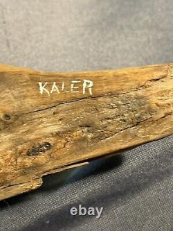 Décoy de rivage nautique en bois sculpté et peint d'art populaire vintage signé Kaler