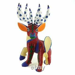 Deer Oaxacan Alebrije Sculpture Sur Bois Fine Mexican Folk Art Sculpture
