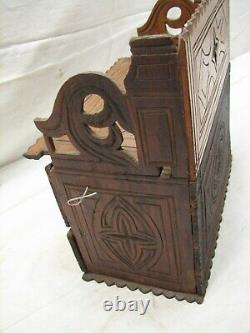 Early Sculpté En Bois Tramp Art Dresser Trinket Music Box Wood Cigar Folk Keepsake