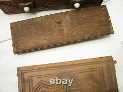Early Sculpté En Bois Tramp Art Dresser Trinket Music Box Wood Cigar Folk Keepsake