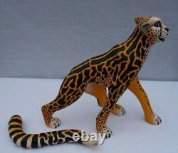 Eleazar Morales Oxacan Wood Carving Cheetah Alebrije Art Populaire Mexicain