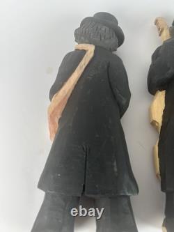 Ensemble de 4 Musiciens Klezmer Juifs Sculptés à la Main Figurines en Bois Folk Art 11