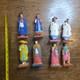 Ensemble De 8 Figurines En Bois Sculpt&eacute;es &agrave; La Main D'art Populaire Cor&eacute;en Vintage Des Ann&eacute;es 50 En Cor&eacute;e
