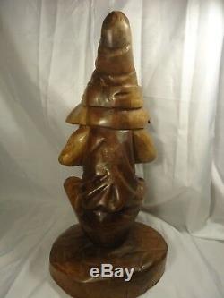 Esprit Sculpture Sur Bois D'art Populaire De Magicien De La Forêt Elfe Gnome Noyer Nain 16 ' ' Tall