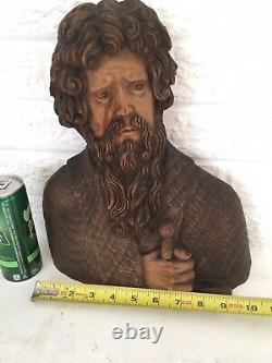 F. Schurmann Statue en bois Santos sculptée à la main Très détaillée Art populaire 12,5