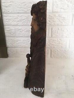 F. Schurmann Statue en bois Santos sculptée à la main Très détaillée Art populaire 12,5