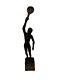 Femme D'art Populaire Vintage, Joueuse De Tennis Statue En Bois Sculptée à La Main 12,5
