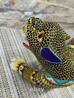 Fierce Jaguar Oaxacan Alebrije Wood Sculpture Folklorique Mexicaine