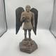 Figure D'ange En Bois Sculpté à La Main Avec Ailes En Métal, Art Populaire, Santos, Colonial Espagnol