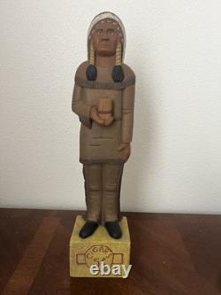 Figure d’art populaire indienne en bois sculpté vintage pour magasin de cigares, cigare de 18,5, bois 5¢