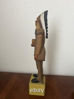 Figure d’art populaire indienne en bois sculpté vintage pour magasin de cigares, cigare de 18,5, bois 5¢