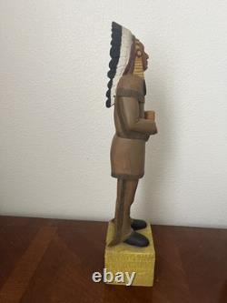 Figure d’art populaire indienne en bois sculpté vintage pour magasin de cigares, cigare de 18,5, bois 5¢