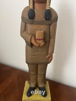 Figure d’art populaire indienne en bois sculpté vintage pour magasin de cigares, cigare de 18,5, bois 5¢