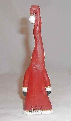 Figure de Père Noël en bois peint polychrome sculptée à la main par Doug Shaw