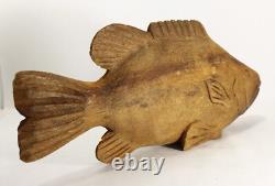 Figure de poisson en driftwood sculpté antique Lg - Art populaire américain