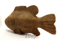 Figure de poisson en driftwood sculpté antique Lg - Art populaire américain