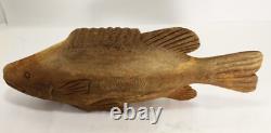 Figure de poisson en driftwood sculpté antique Lg - Art populaire américain