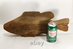 Figure de poisson en driftwood sculpté antique Lg - Art populaire américain