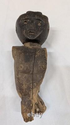 Figure en bois antique ou vintage, primitive, tribale ou d’art populaire, 8,5 pouces