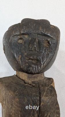 Figure en bois antique ou vintage, primitive, tribale ou d’art populaire, 8,5 pouces