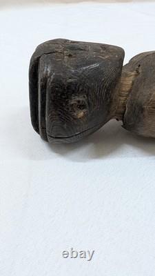 Figure en bois antique ou vintage, primitive, tribale ou d’art populaire, 8,5 pouces