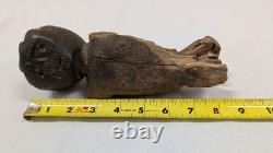Figure en bois antique ou vintage, primitive, tribale ou d’art populaire, 8,5 pouces