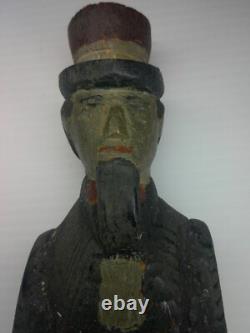 Figure en bois sculptée à la main et peinte représentant Oncle Sam, art populaire antique, fin des années 1800 Z50