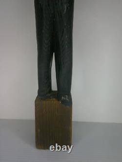 Figure en bois sculptée à la main et peinte représentant Oncle Sam, art populaire antique, fin des années 1800 Z50