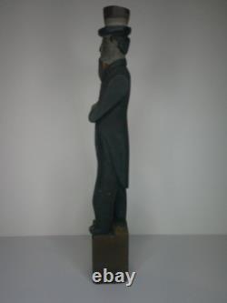 Figure en bois sculptée à la main et peinte représentant Oncle Sam, art populaire antique, fin des années 1800 Z50
