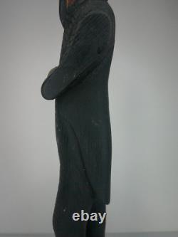 Figure en bois sculptée à la main et peinte représentant Oncle Sam, art populaire antique, fin des années 1800 Z50