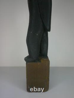 Figure en bois sculptée à la main et peinte représentant Oncle Sam, art populaire antique, fin des années 1800 Z50