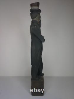 Figure en bois sculptée à la main et peinte représentant Oncle Sam, art populaire antique, fin des années 1800 Z50