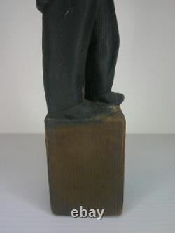 Figure en bois sculptée à la main et peinte représentant Oncle Sam, art populaire antique, fin des années 1800 Z50
