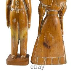 Figures Sculptées En Bois Sculptures D'art Folklorique Couple Sarreid 22 Tall Quaker Amish