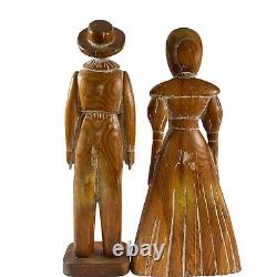 Figures Sculptées En Bois Sculptures D'art Folklorique Couple Sarreid 22 Tall Quaker Amish