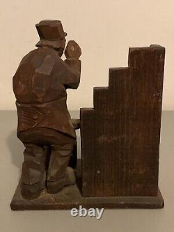 Figurine De Forgeron Sculpté En Bois Des Années 1920