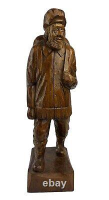Figurine Sculptée à la Main de l'Artiste Folk Canadien Gaston Turcotte Signée, Manque un Bâton