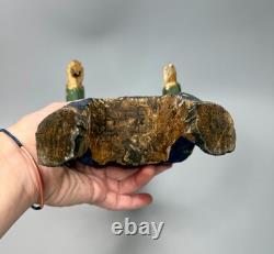 Figurine de cavalier en bois sculpté et peint, art populaire guatémaltèque vintage, 17 pouces
