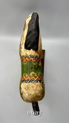 Figurine de cavalier en bois sculpté et peint, art populaire guatémaltèque vintage, 17 pouces