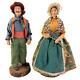 Figurine De Couple D'art Populaire En Santon Français Vintage Homme Et Femme Fabriquée En France