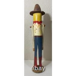 Figurine de cowboy en bois sculpté vintage art populaire bottes chapeau bandana Americana Western
