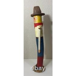 Figurine de cowboy en bois sculpté vintage art populaire bottes chapeau bandana Americana Western
