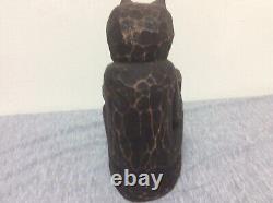 Figurine diabolique en bois sculptée à la main, art populaire polonais vintage signée