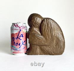 Figurine en bois sculptée antique, art populaire, art déco signée Moody, style WPA