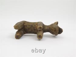 Figurine en bois sculptée d'art folklorique vintage, chien, 8,5 pouces de long x 5,5 pouces de haut