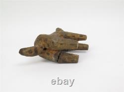 Figurine en bois sculptée d'art folklorique vintage, chien, 8,5 pouces de long x 5,5 pouces de haut