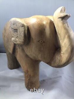 Figurines D'éléphant- Art Populaire Carvings Primitif- Bois Dur Sculpté À La Main